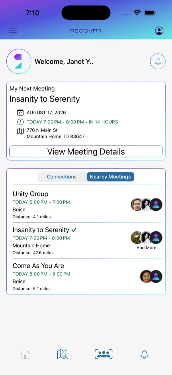 Home showing Nearby Meetings