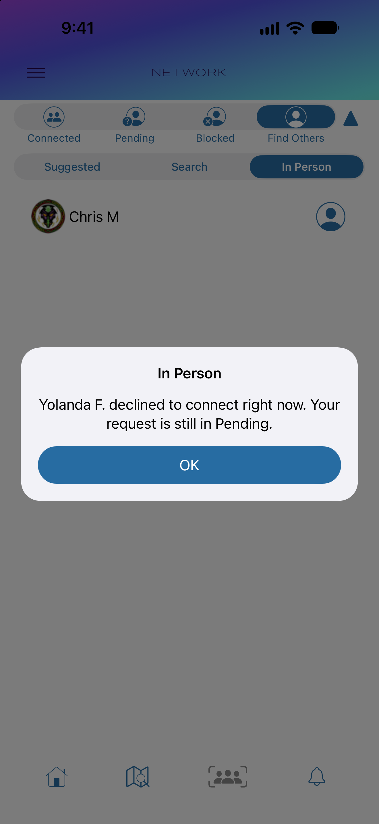 Sender notification that the request was declined for now and is still in Pending